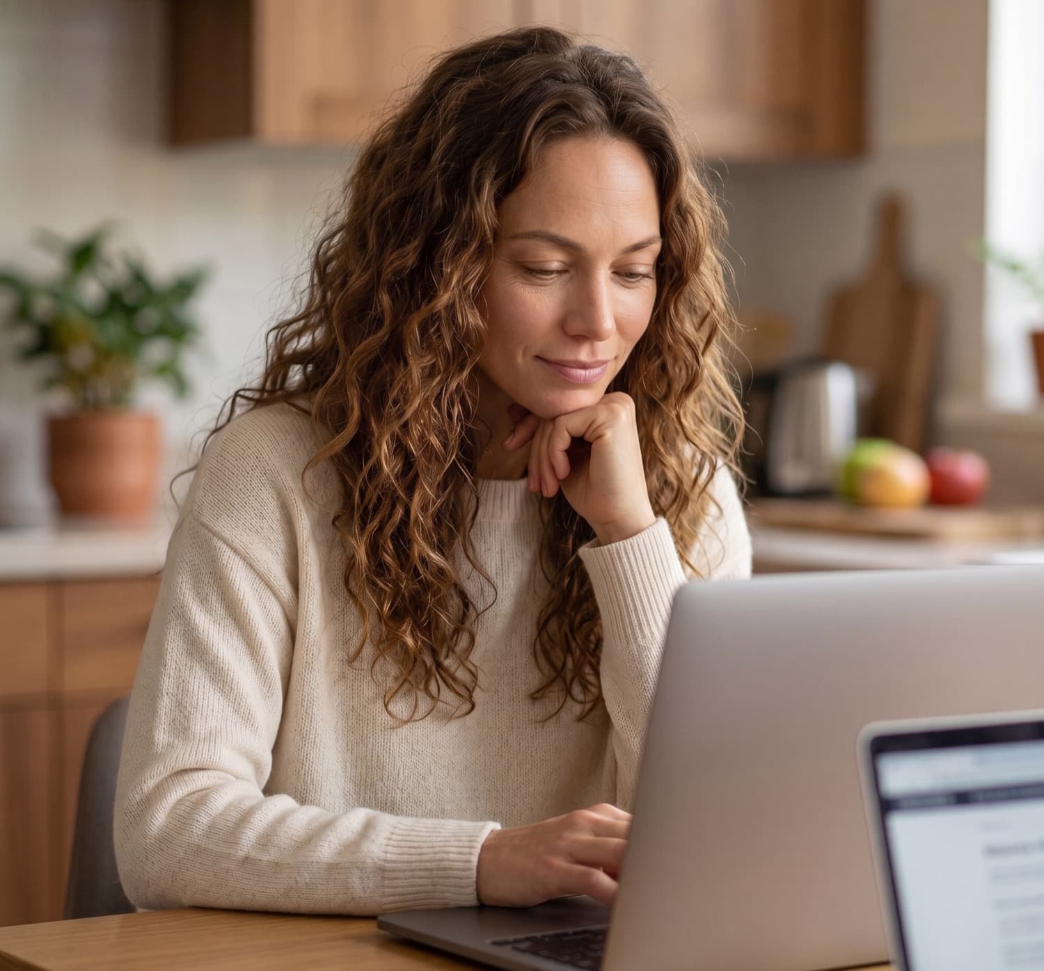 A patient at her desk on a video consultation with a Naturopathic Doctor