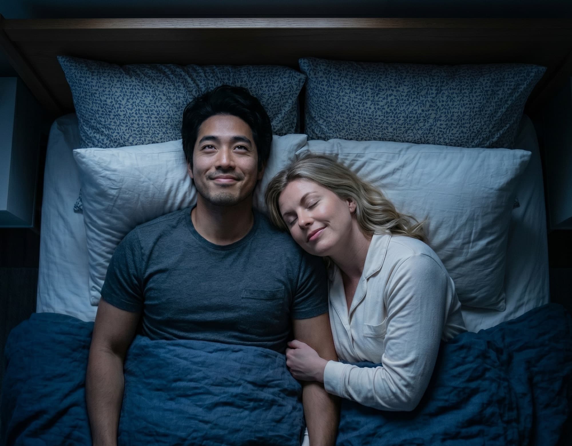 A man waking up rested — the kind of morning that becomes possible when unexplained energy, mood, and metabolic symptoms finally get answers