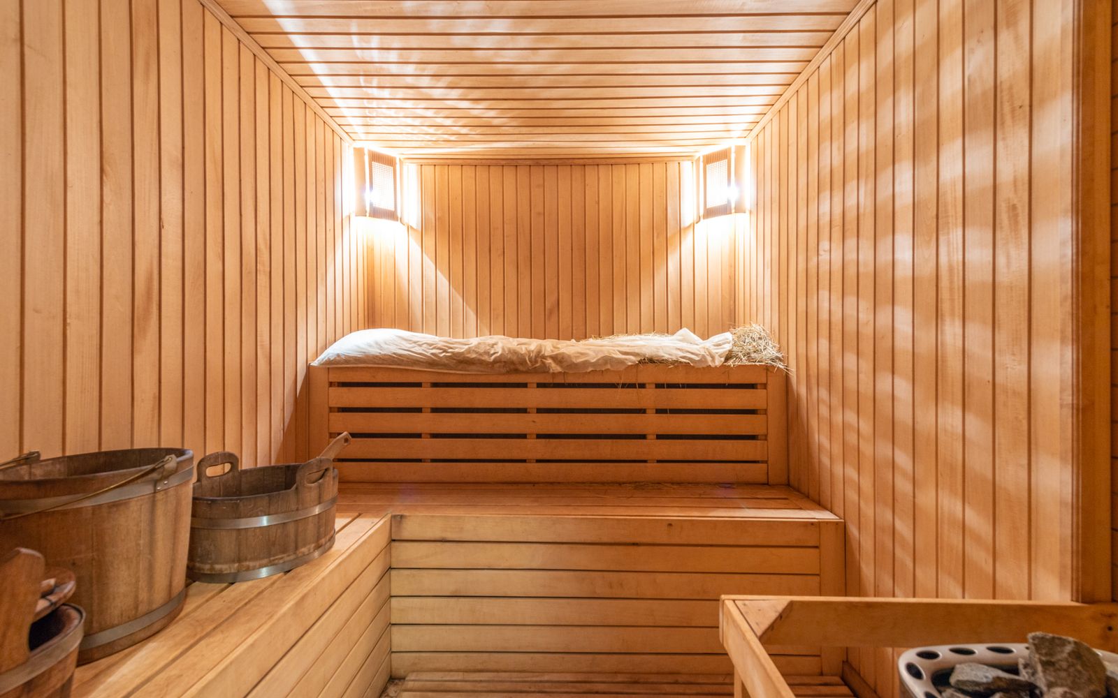 Warm wooden sauna interior